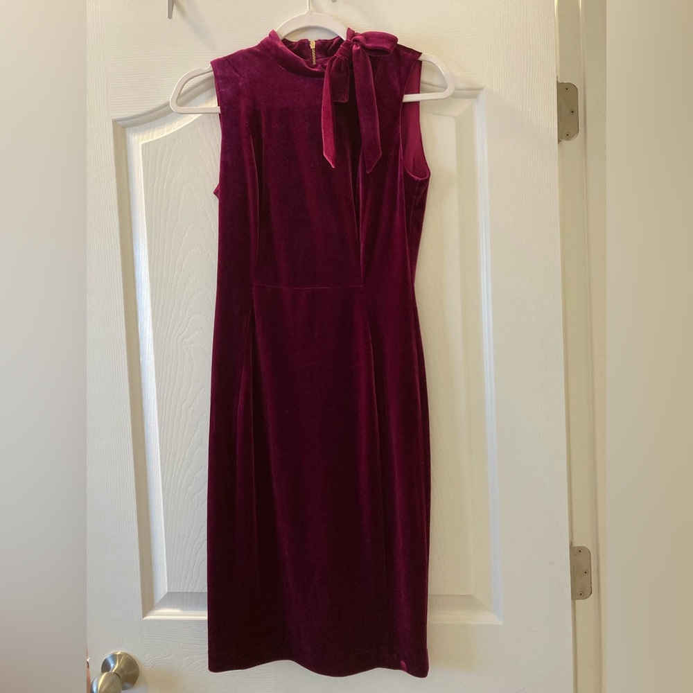 Maroon Velvet Sleeveless Dress - Calvin Klein